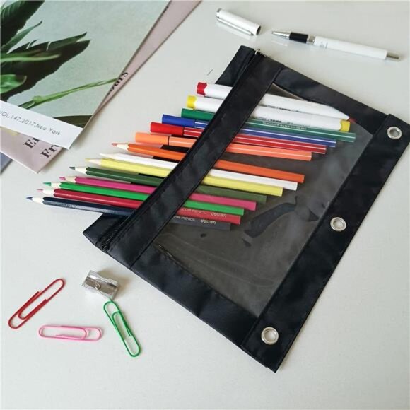 Pencil Pouch for 3 Ring Binder, Binder Pouches with Zipper Bulk, Pen - Picture 2 of 7